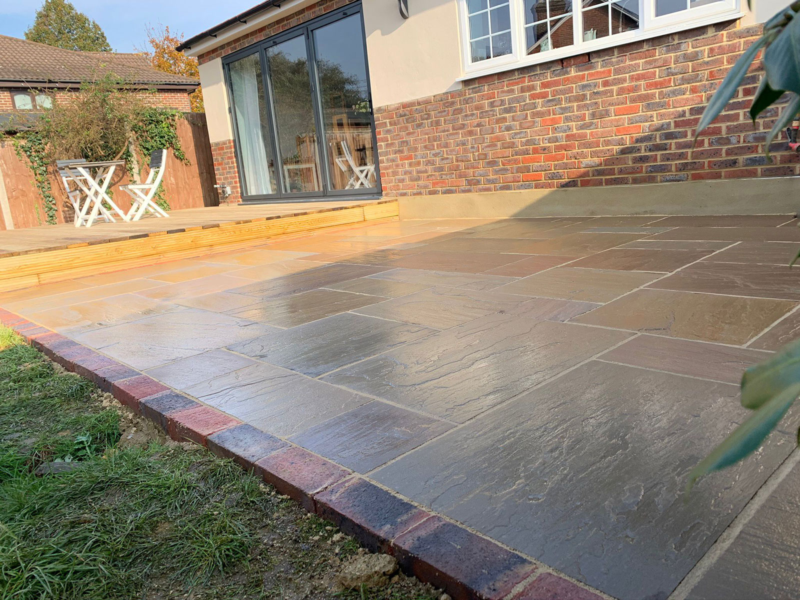 Sandstone patio by Stone Landscapes, Woking, Surrey