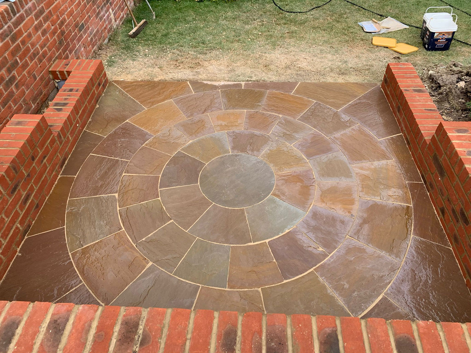 Sandstone patio by Stone Landscapes, Woking, Surrey