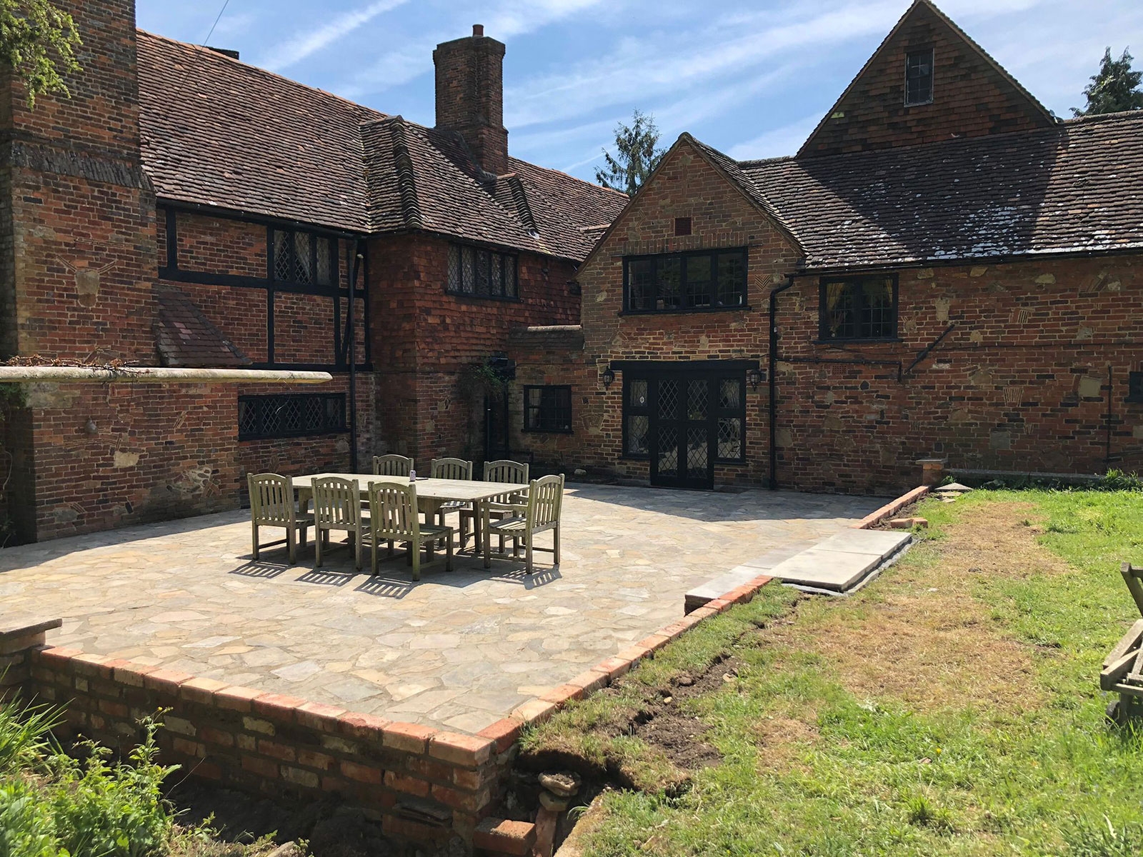 Sandstone patio by Stone Landscapes, Woking, Surrey