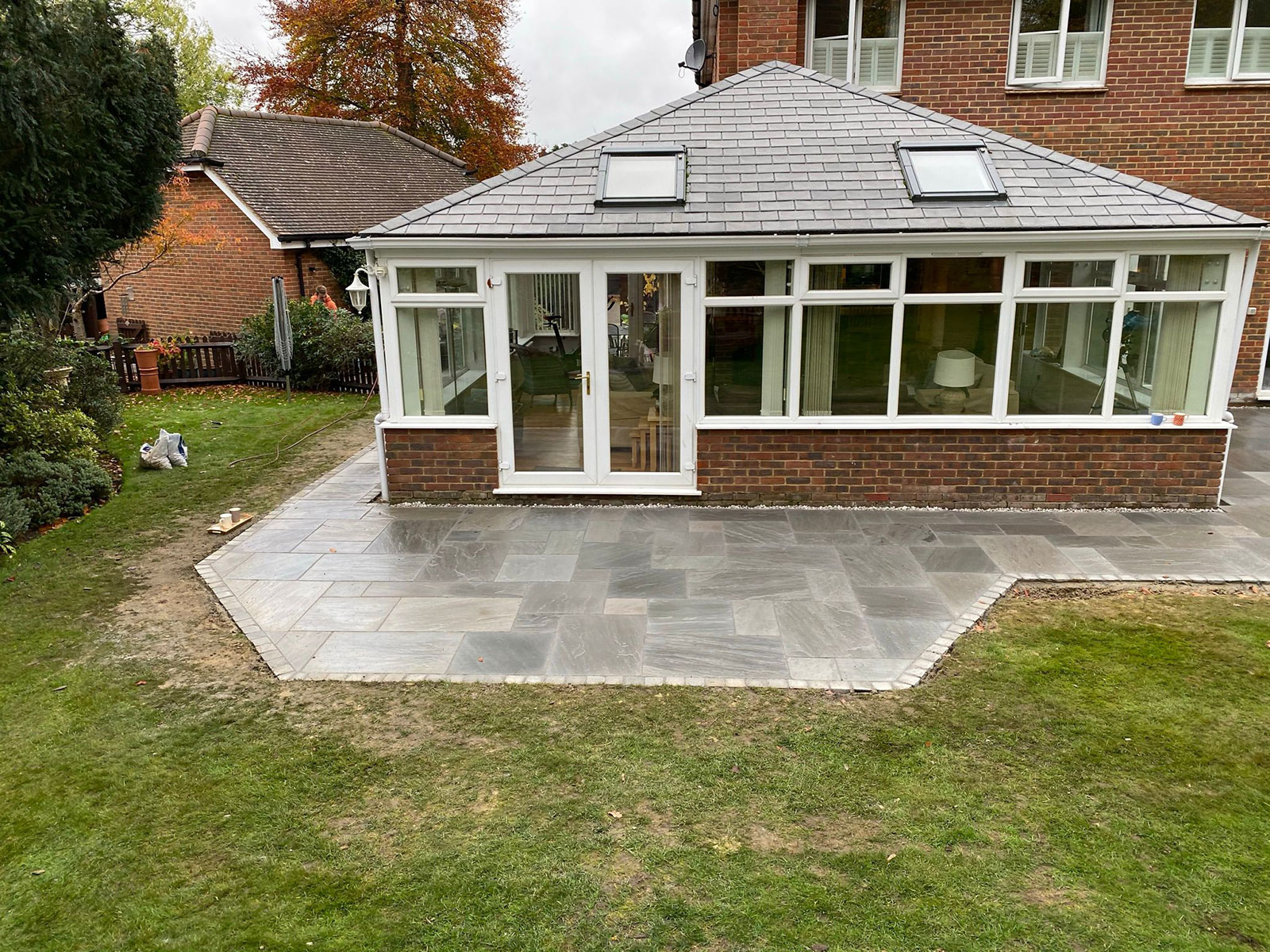Sandstone patio by Stone Landscapes, Woking, Surrey