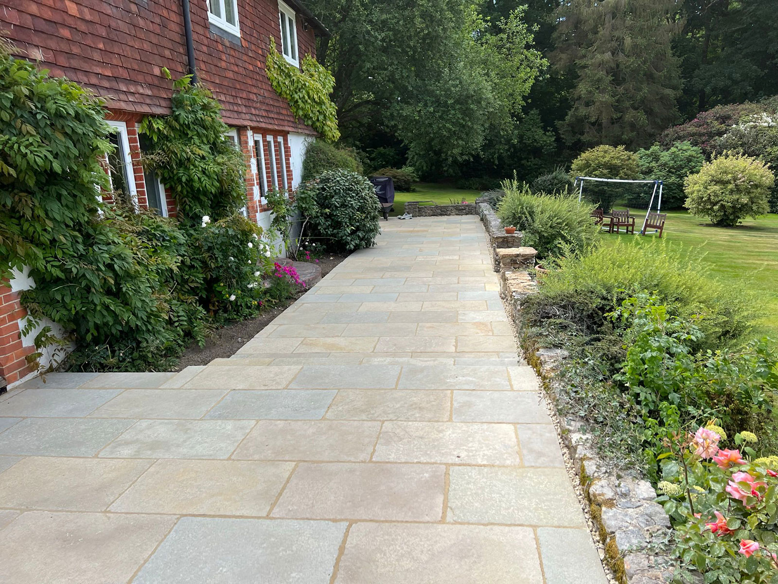 Sandstone patio by Stone Landscapes, Woking, Surrey