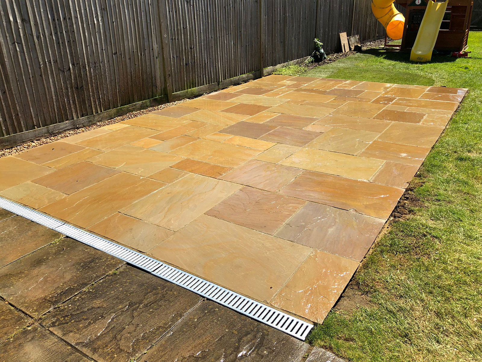 Sandstone patio by Stone Landscapes, Woking, Surrey