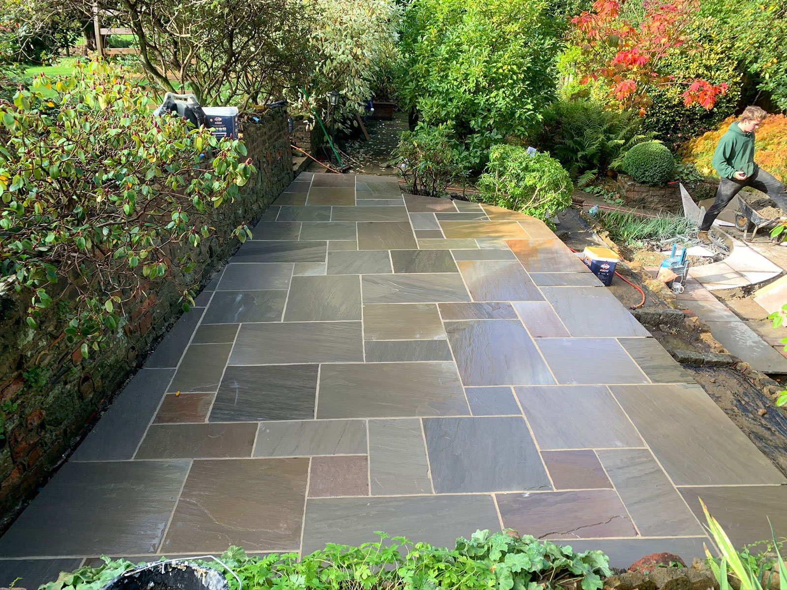 Sandstone patio by Stone Landscapes, Woking, Surrey