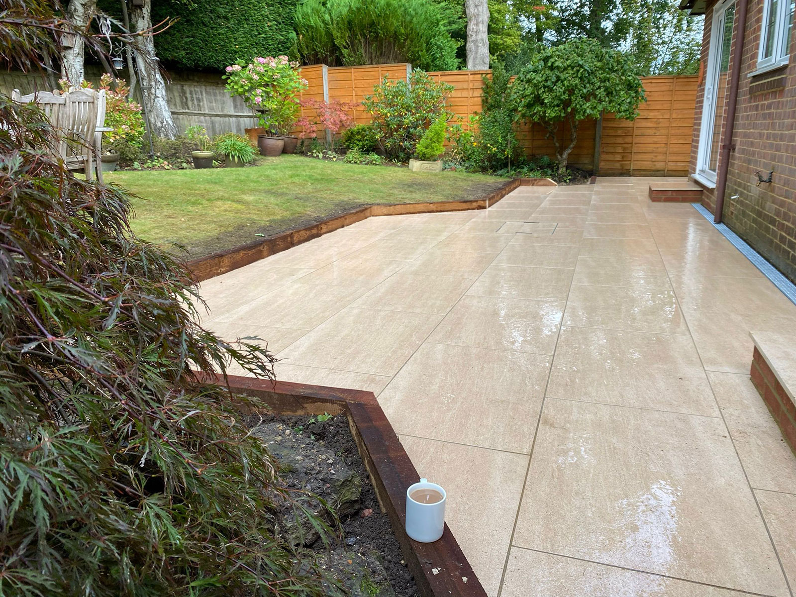 Porcelain patio by Stone Landscapes, Woking, Surrey
