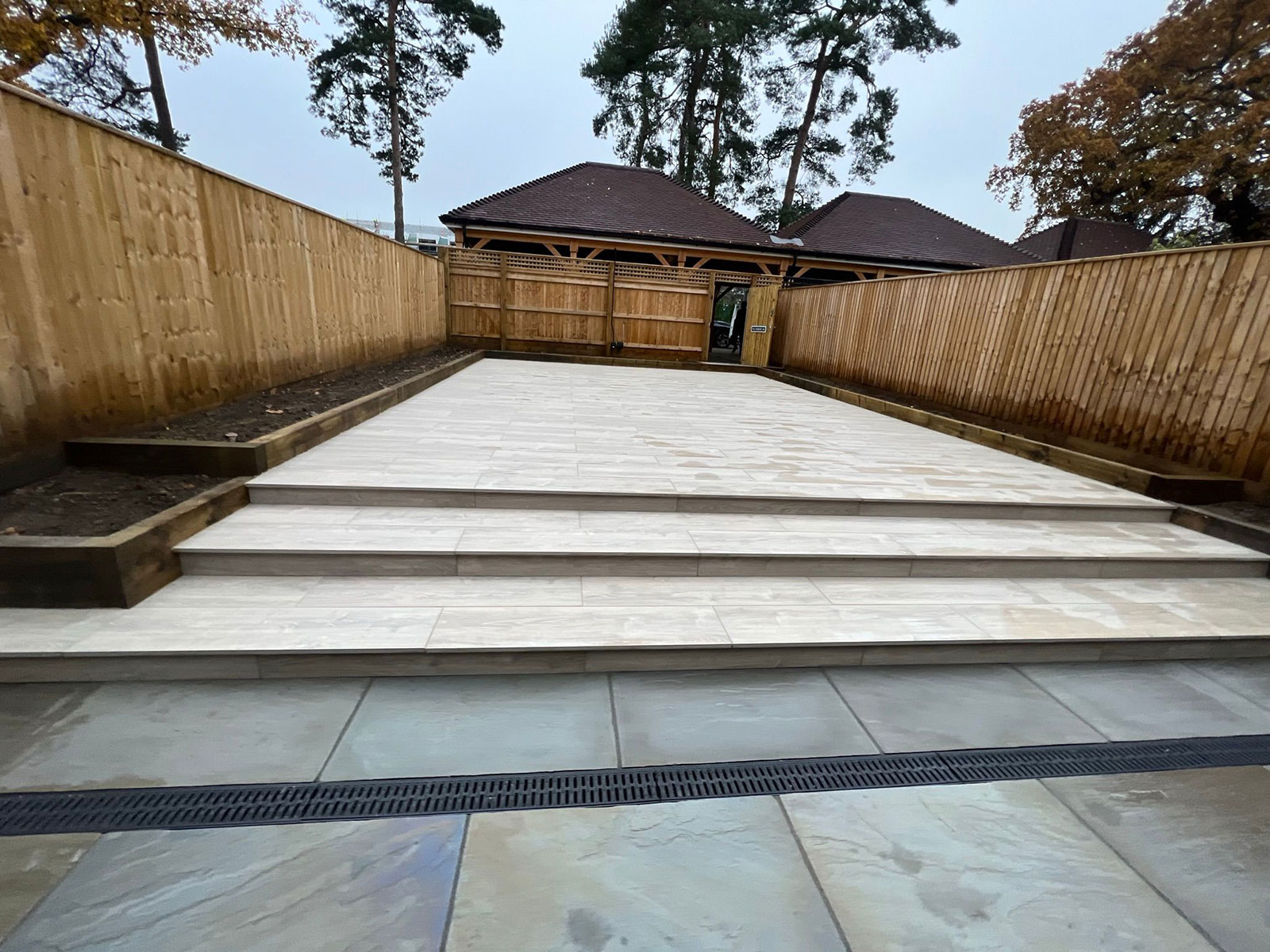 Porcelain patio by Stone Landscapes, Woking, Surrey